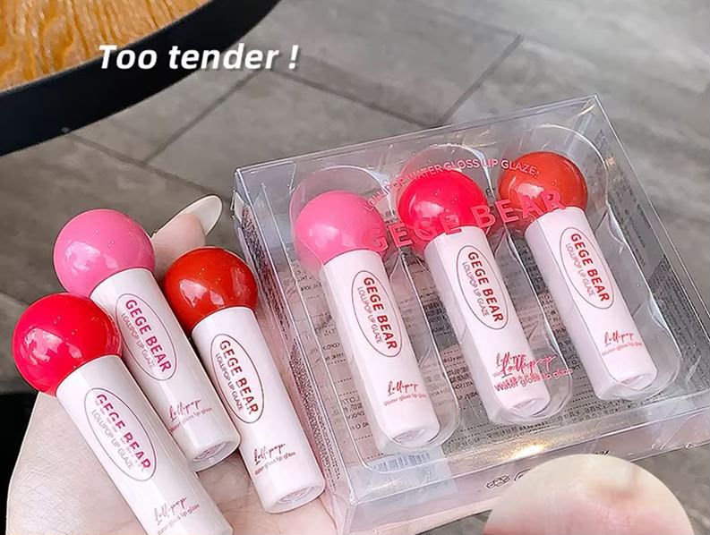 Gege Bear 3 Pcs Lollipop Water Gloss Lip Glaze Set | Hydrating Lip Gloss - Buy Online in Pakistan at Cosmia.pk