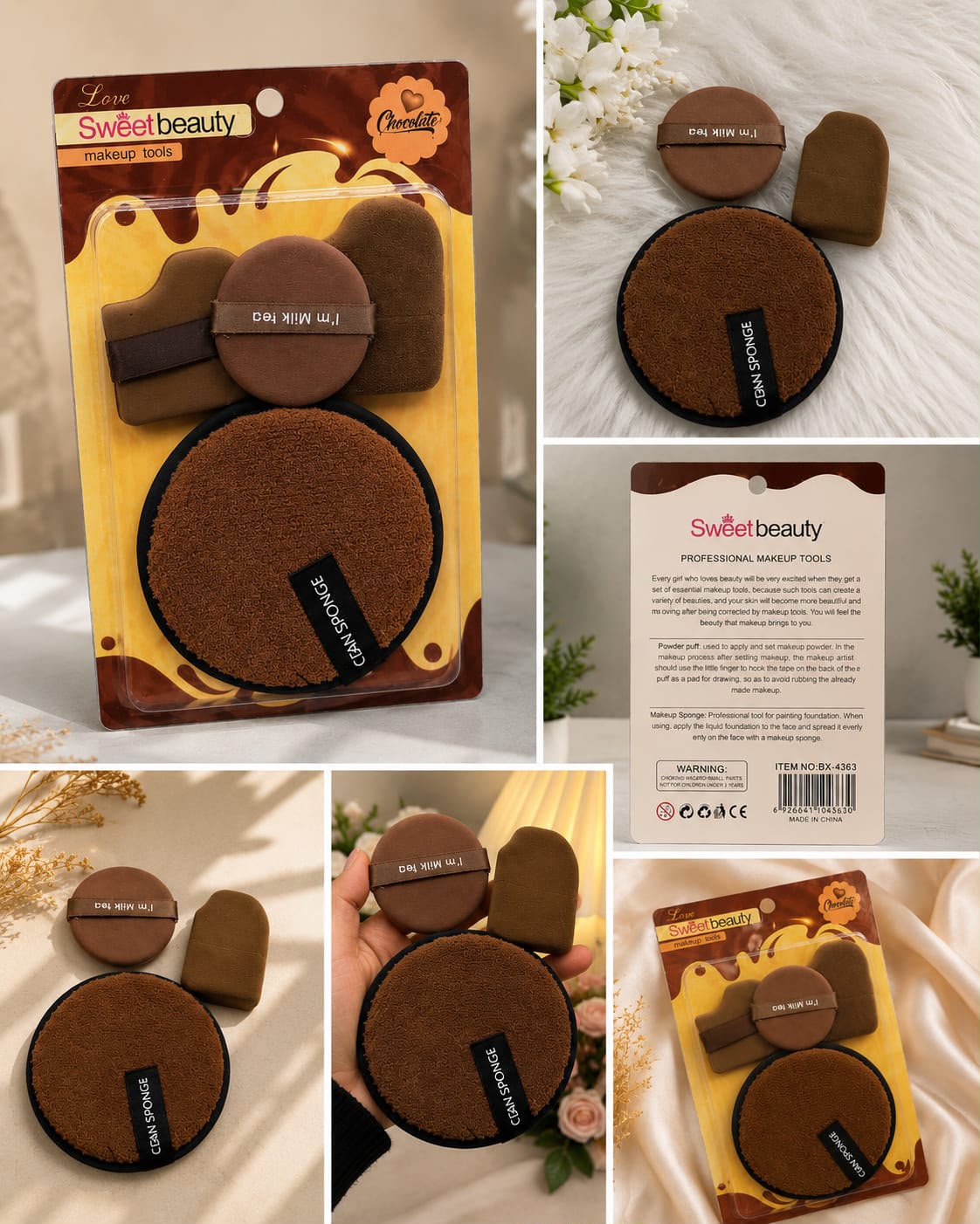 Sweet Beauty Chocolate 4-in-1 Makeup Sponge Set - Buy Online in Pakistan at Cosmia.pk