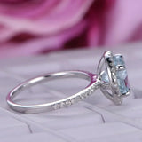 Round Aquamarine Halo Ring with Diamond Accents - Buy Online in Pakistan at Cosmia.pk
