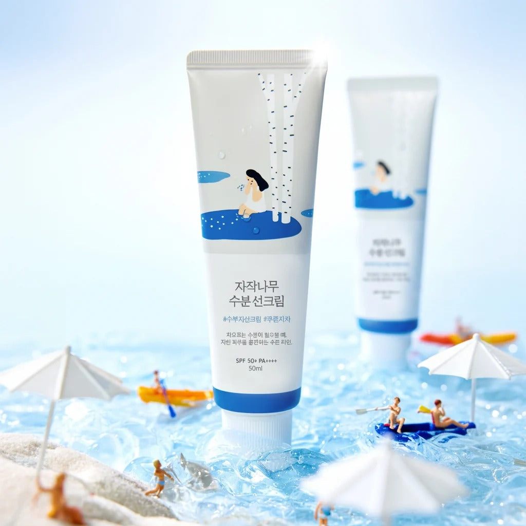 Round Lab Birch Juice Moisturizing Sunscreen SPF50+ PA++++ 50ml - beach lifestyle shot