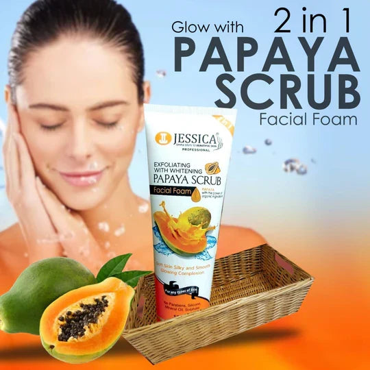 Jessica Exfoliating with Whitening Papaya Scrub Facial Foam – 125ml - Buy Online in Pakistan at Cosmia.pk