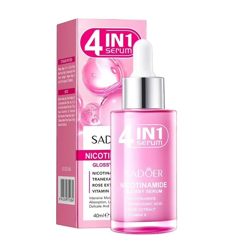 SADOER 4 in 1 Serum Nicotinamide Glossy Serum 40ml - Buy Online in Pakistan at Cosmia.pk - serum bottle with box on white background