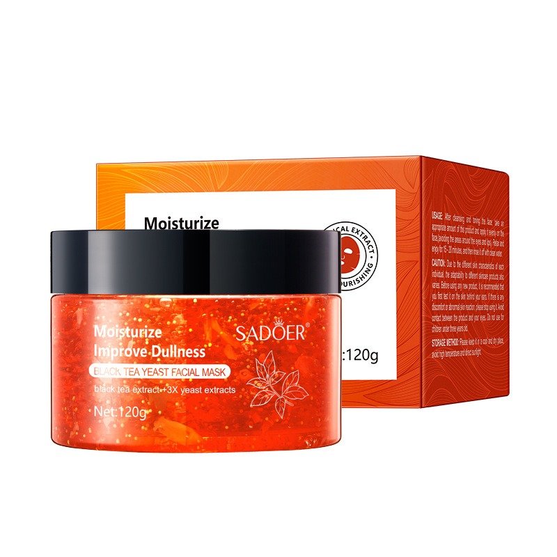 Sadoer Black Tea Yeast Facial Mask 120g jar and box - Moisturize Improve Dullness