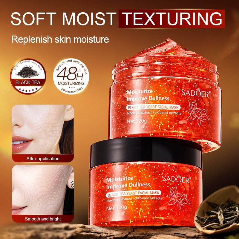 Sadoer Black Tea Yeast Facial Mask 120g soft moist texturing - 48H moisturizing