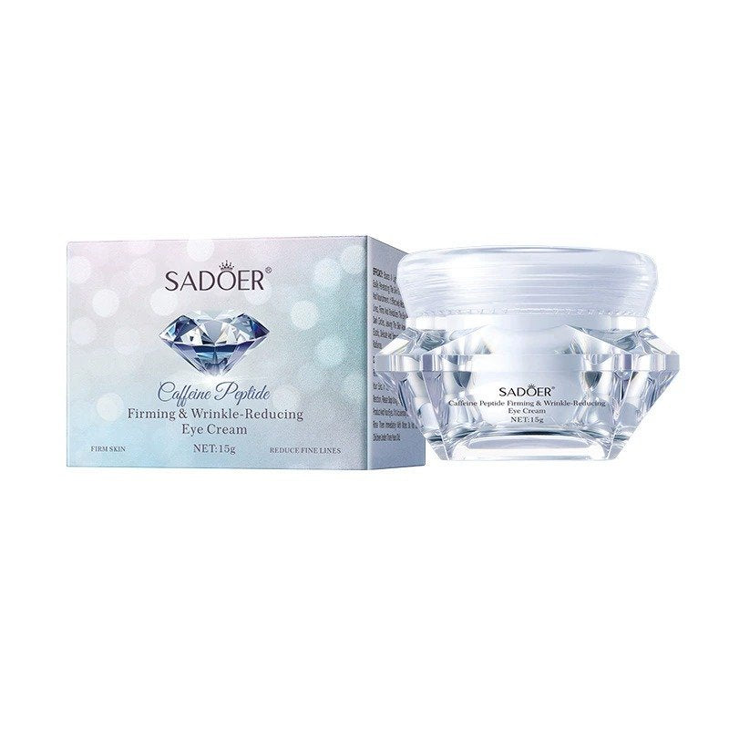 Sadoer Caffeine Peptide Firming and Wrinkle-Reducing Eye Cream 15g - diamond-cut glass jar with box