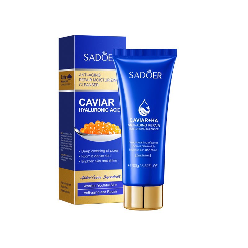 Sadoer Caviar HA moisturizing cleanser 100g tube with box packaging