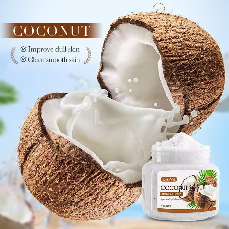 SADOER Coconut Bath Salt Scrub 350g - Soft and Exfoliating Body Scrub