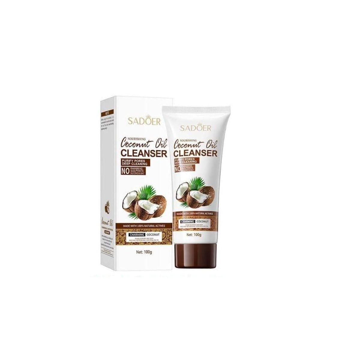 SADOER Coconut Oil Cleanser 100g box and tube — pore refining facial cleanser