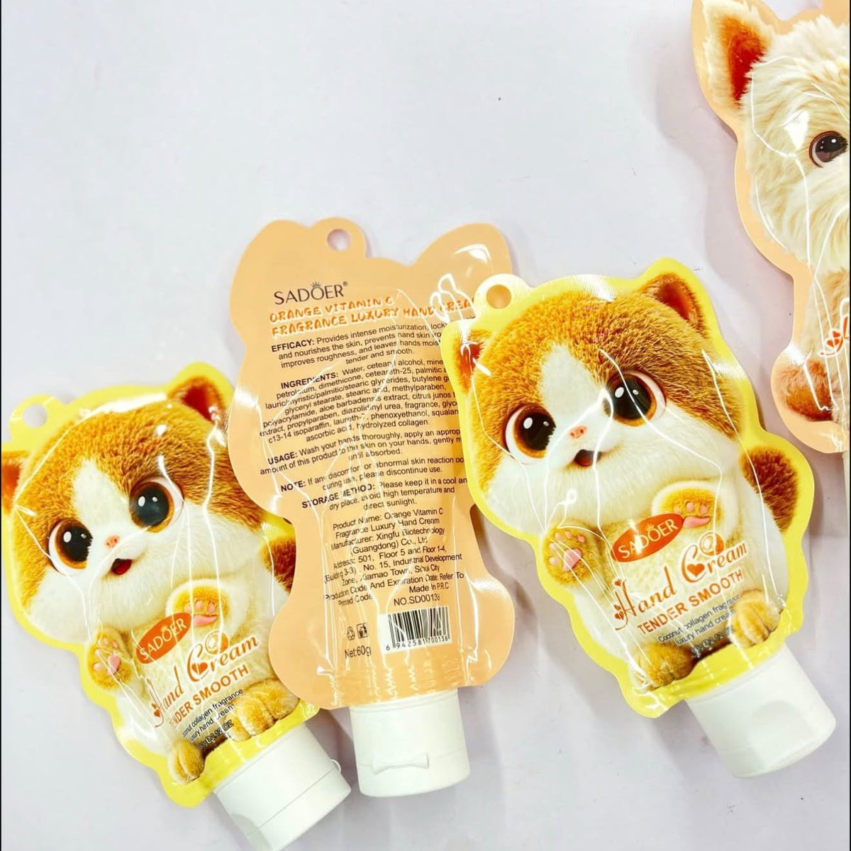 Sadoer cute hand cream Orange Vitamin C Fragrance Luxury back label 60g