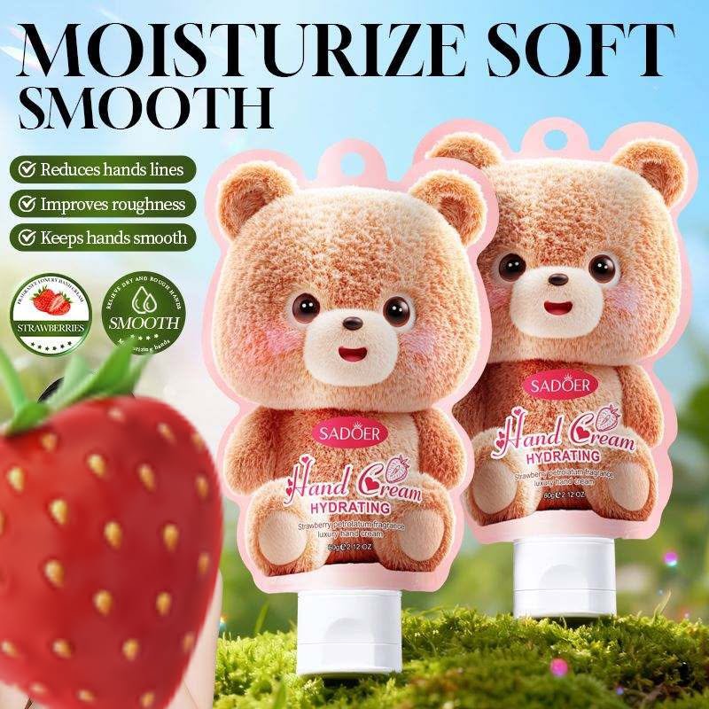 Sadoer cute bear hand cream pouch Strawberry Collagen fragrance Hydrating luxury hand cream 60g