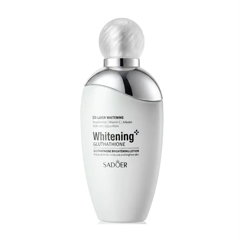 Sadoer Whitening Glutathione Brightening Lotion - white bottle with silver cap, 5-Layer Whitening