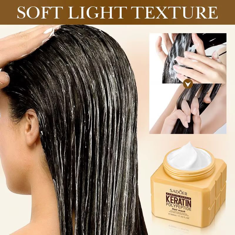 Sadoer Keratin Repair Keratin Polypeptide Hair Mask 500ml - Buy Online in Pakistan at Cosmia.pk - soft light creamy texture
