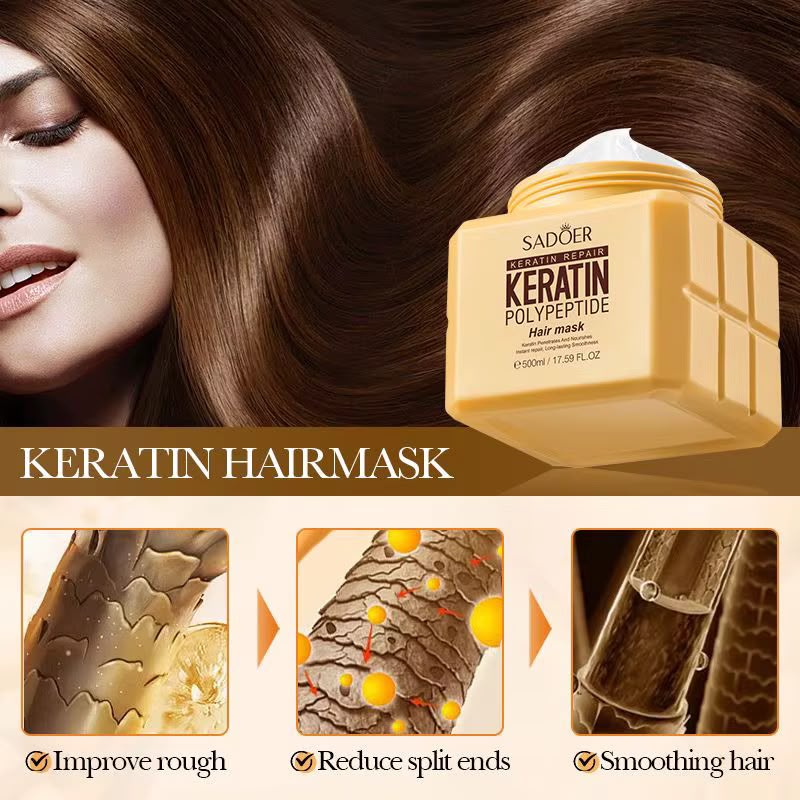 Sadoer Keratin Repair Keratin Polypeptide Hair Mask 500ml - Buy Online in Pakistan at Cosmia.pk - improve rough hair, reduce split ends