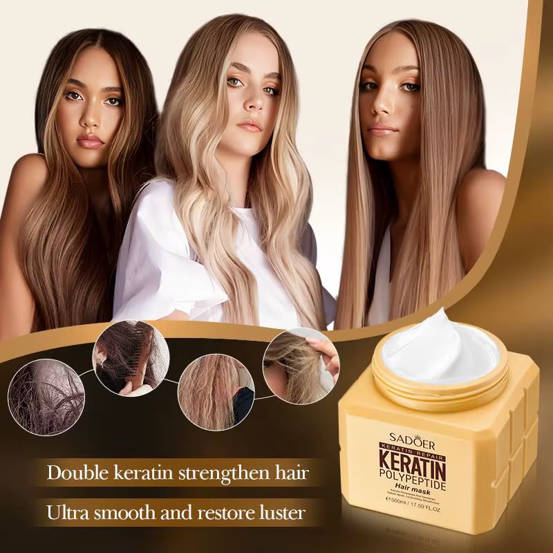 Sadoer Keratin Repair Keratin Polypeptide Hair Mask 500ml - Buy Online in Pakistan at Cosmia.pk - ultra smooth shiny hair