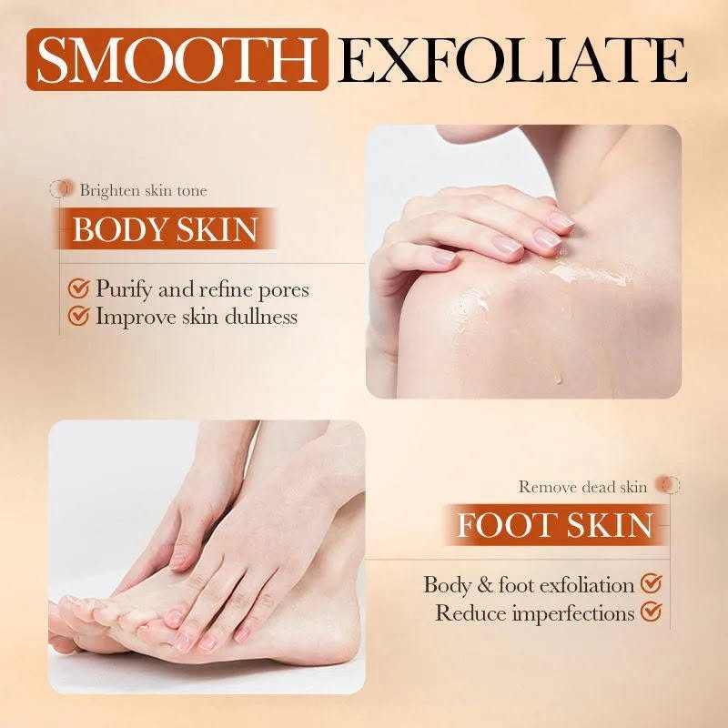 Sadoer Kojic Acid Turmeric Exfoliating Spray smooth exfoliate body and foot skin graphic