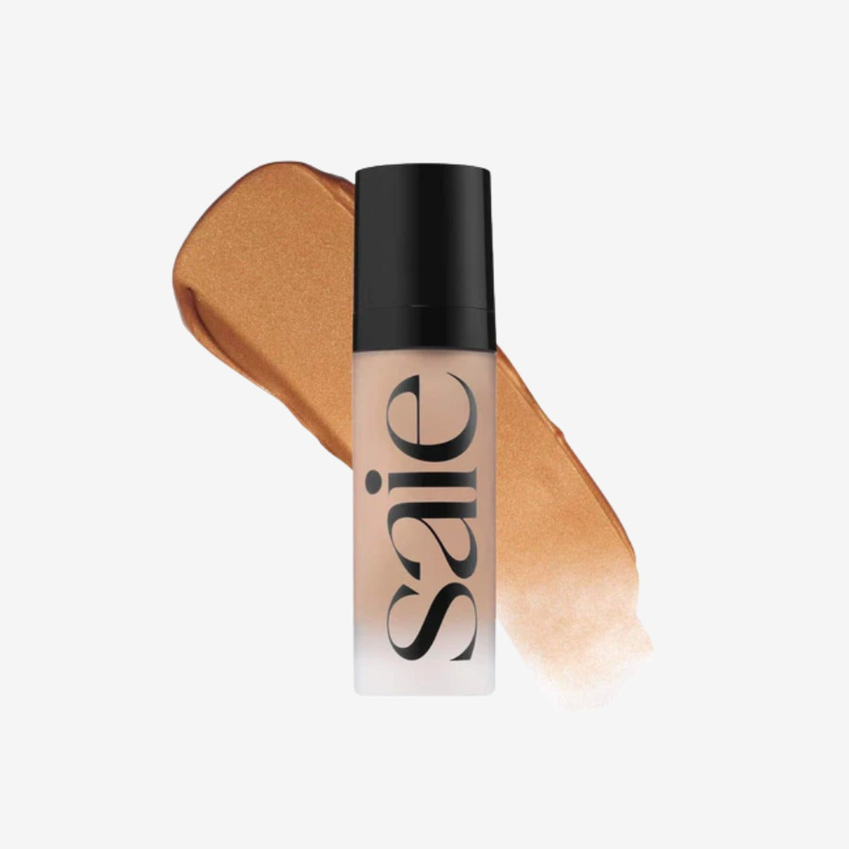 Saie Glowy Super Gel Mini in Sunglow - 15ml bottle and swatch