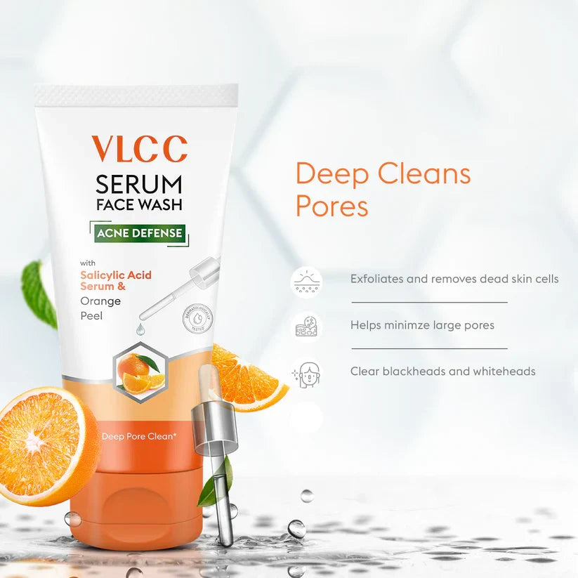 VLCC Acne Defense Serum Face Wash with Salicylic Acid Serum & Orange Peel - 150ml - Buy Online in Pakistan at Cosmia.pk