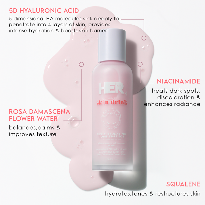 HER Beauty skin drink Hydrating Rose Essence | 2 in 1 Toner Plus - Buy Online in Pakistan at Cosmia.pk