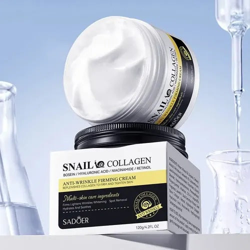 SADOER Snail Collagen Anti-Wrinkle Firming Cream 120g - Buy Online in Pakistan at Cosmia.pk - snail collagen firming cream box and jar