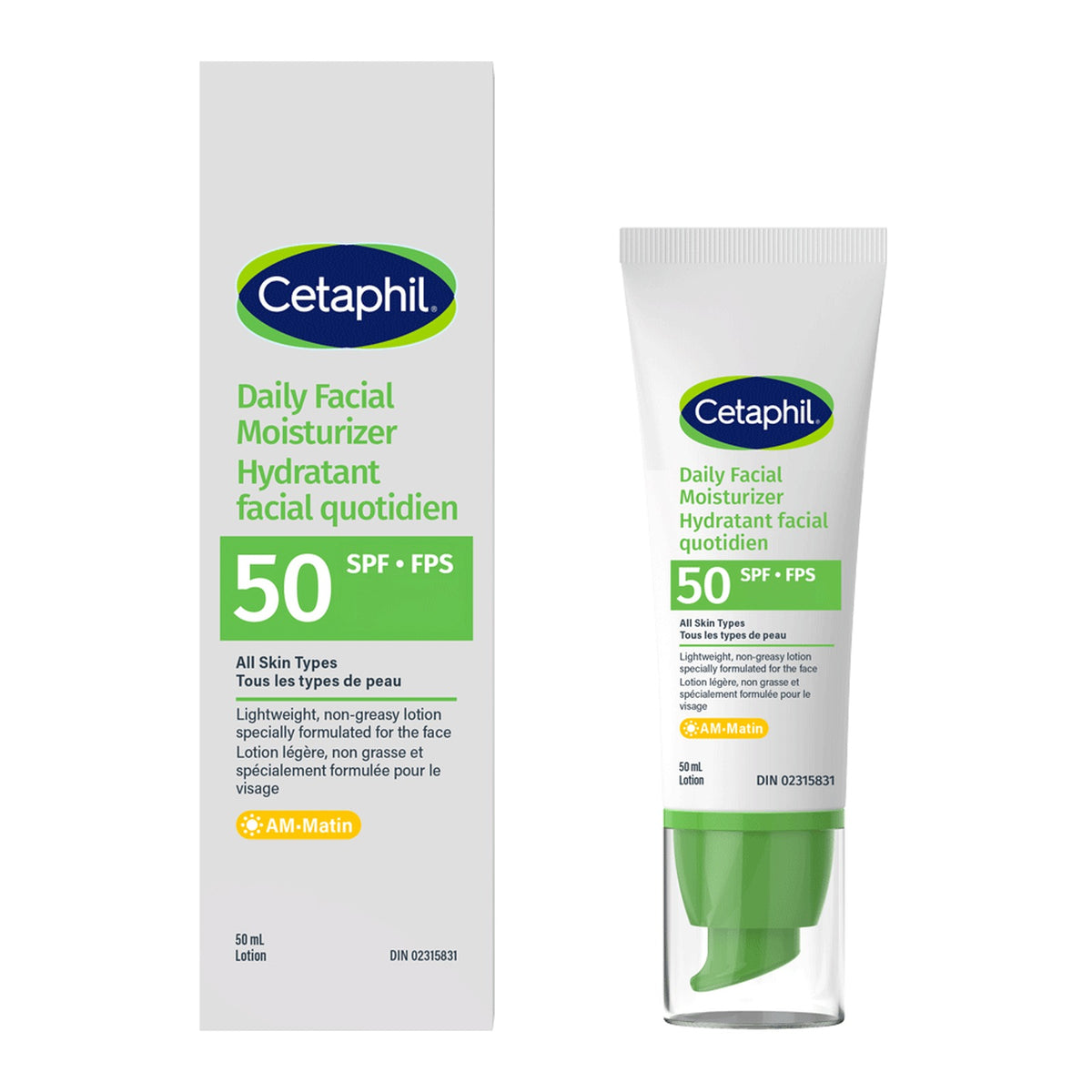 Cetaphil Daily Facial Moisturizer SPF 50 50ml carton and tube