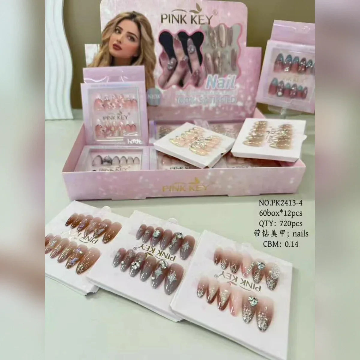 Pink Key Fancy nails - 12PCS BOX - Buy Online in Pakistan at Cosmia.pk