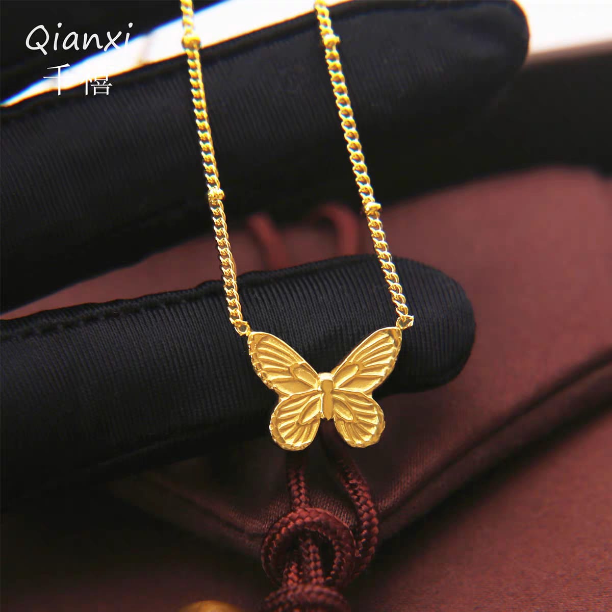 Stainless steel golden butterfly pendant necklace for women - buy online in Pakistan at Cosmia.pk (photo 5 of 5)