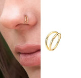 Double band golden nose hoop ring product closeup