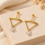 316L stainless steel gold star zircon dangle chain labret stud earrings for women
