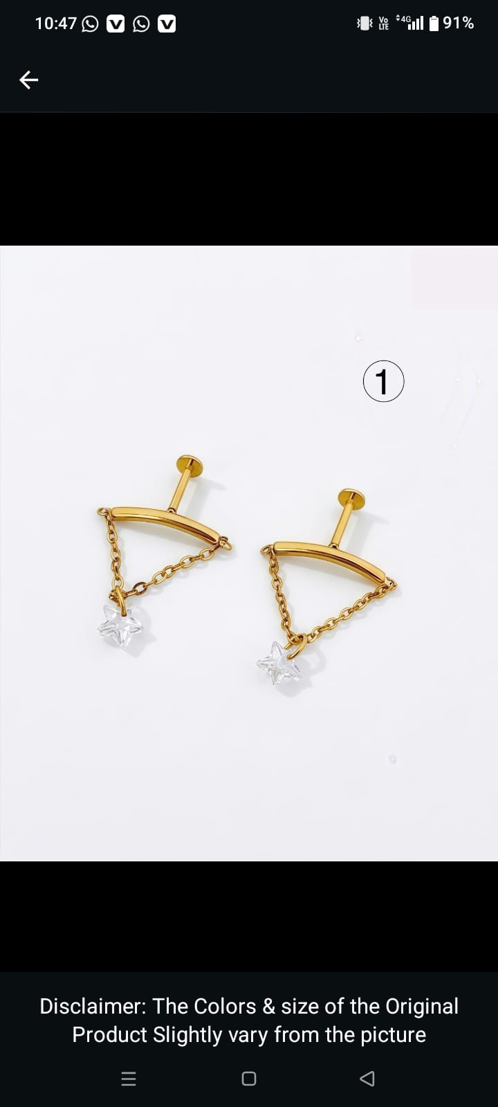 Star zircon dangle chain earrings - helix cartilage tragus piercing jewelry