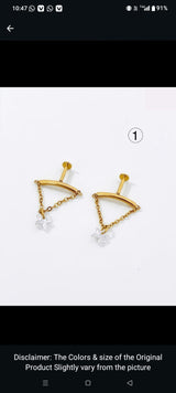 Star zircon dangle chain earrings - helix cartilage tragus piercing jewelry