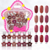 SUNISA 12pcs Peel Off Nail Paint Bag star pouch with 12 star bottles and shade chart 1 to 12
