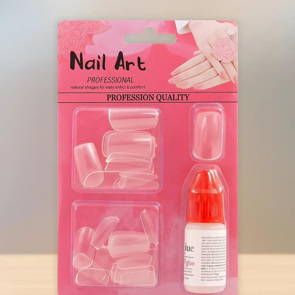 40 PCS TransParent Artificial Nails With Glue - Buy Online in Pakistan at Cosmia.pk