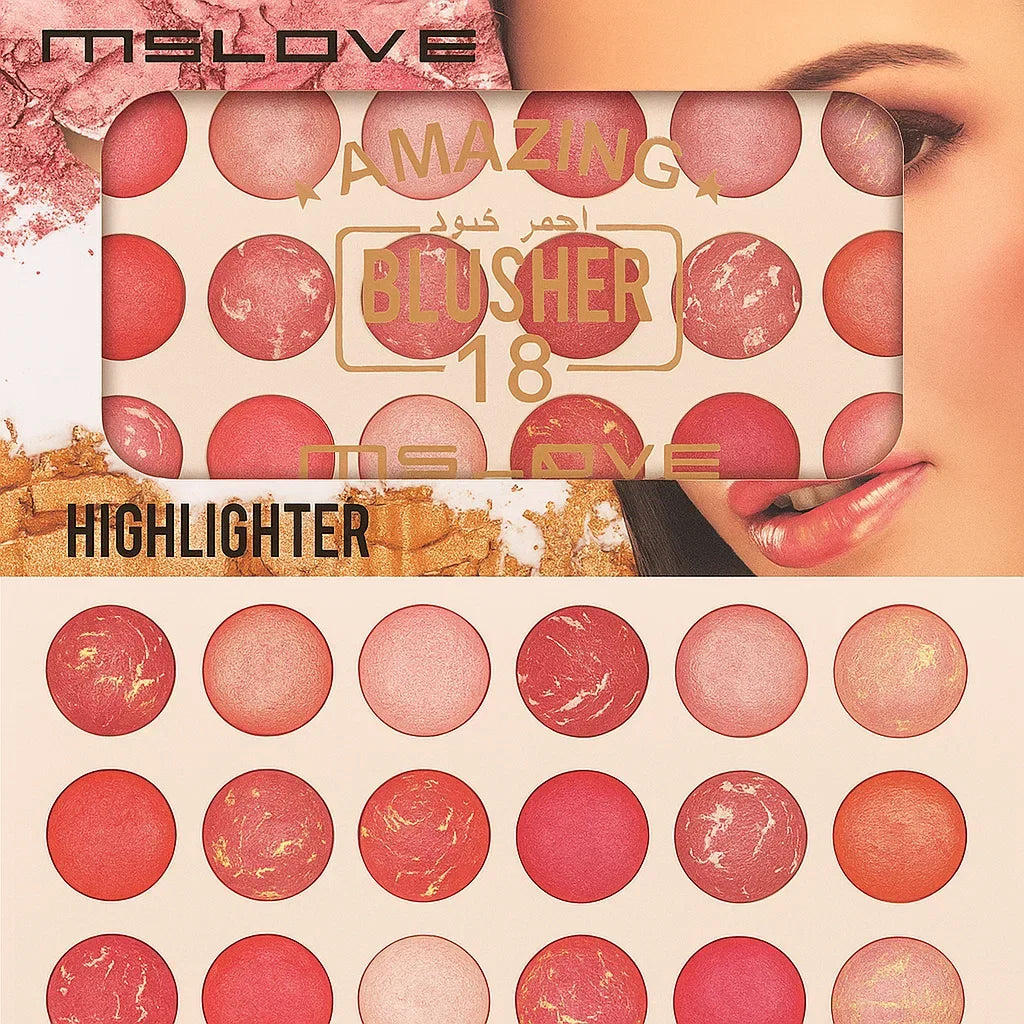 MS Love Amazing 18 Colors Highlighter Palette - Buy Online in Pakistan at Cosmia.pk