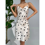 Heart Print Draped Collar Satin Cami Nightdress - Buy Online in Pakistan at Cosmia.pk