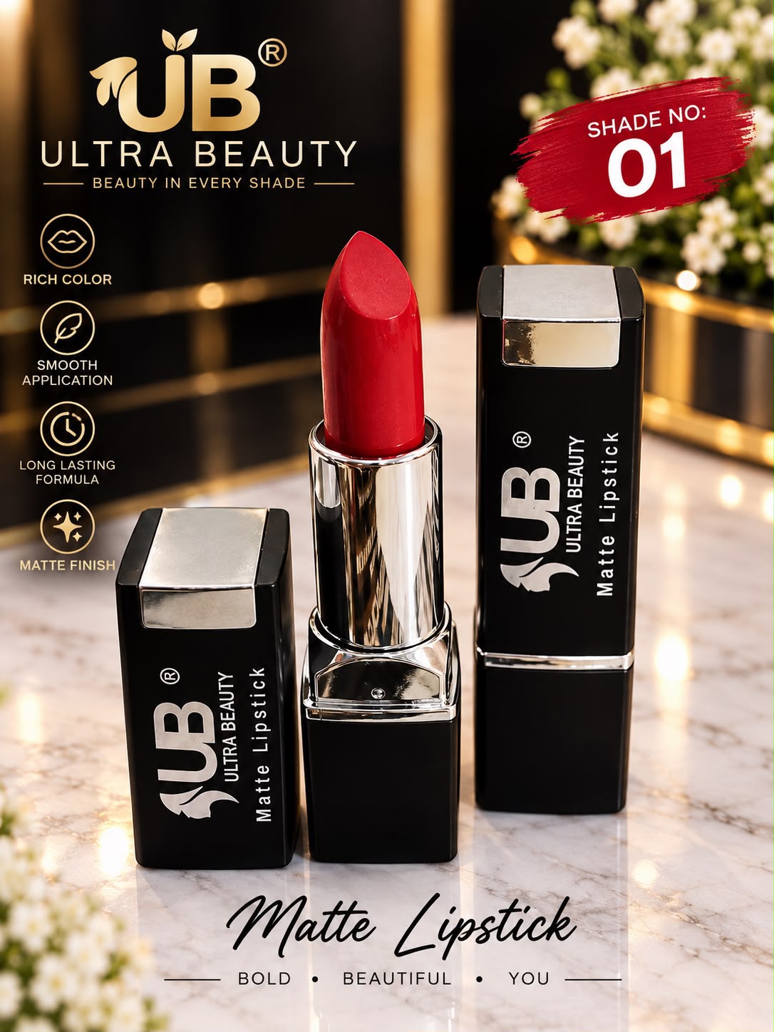 Ultra Beauty Matte Lipstick shade 01 — matte lipstick shade 01 online in Pakistan