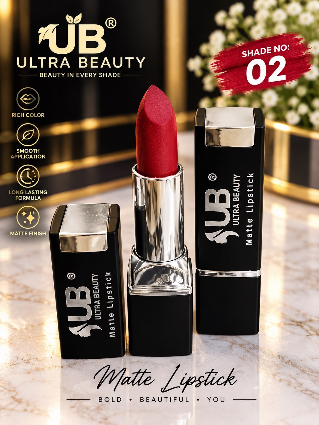 Ultra Beauty Matte Lipstick shade 02 — matte lipstick shade 02 online in Pakistan