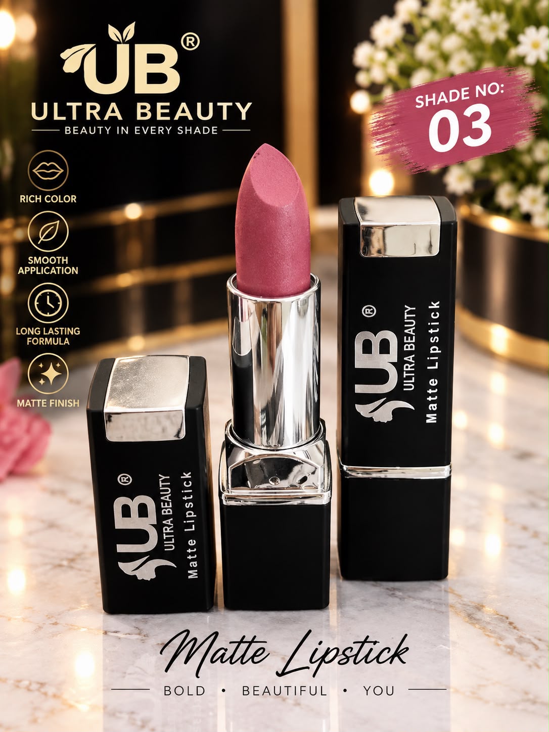 Ultra Beauty Matte Lipstick shade 03 — matte lipstick shade 03 online in Pakistan