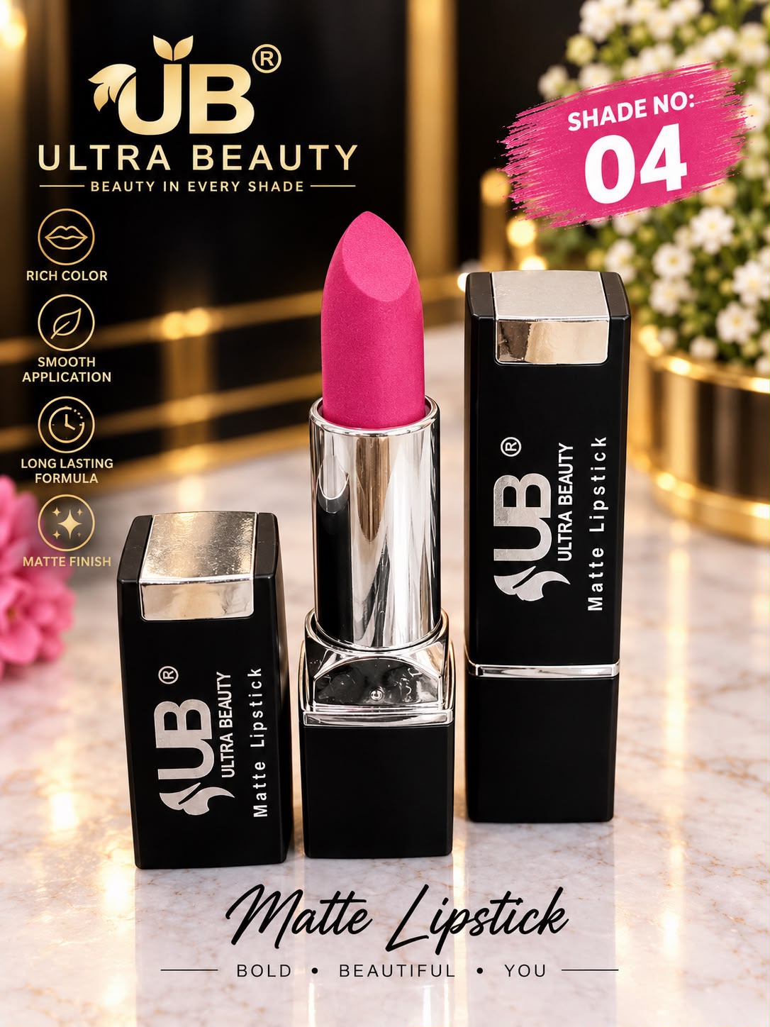 Ultra Beauty Matte Lipstick shade 04 — matte lipstick shade 04 online in Pakistan