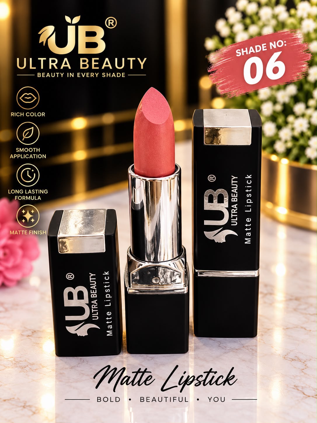Ultra Beauty Matte Lipstick shade 06 — matte lipstick shade 06 online in Pakistan