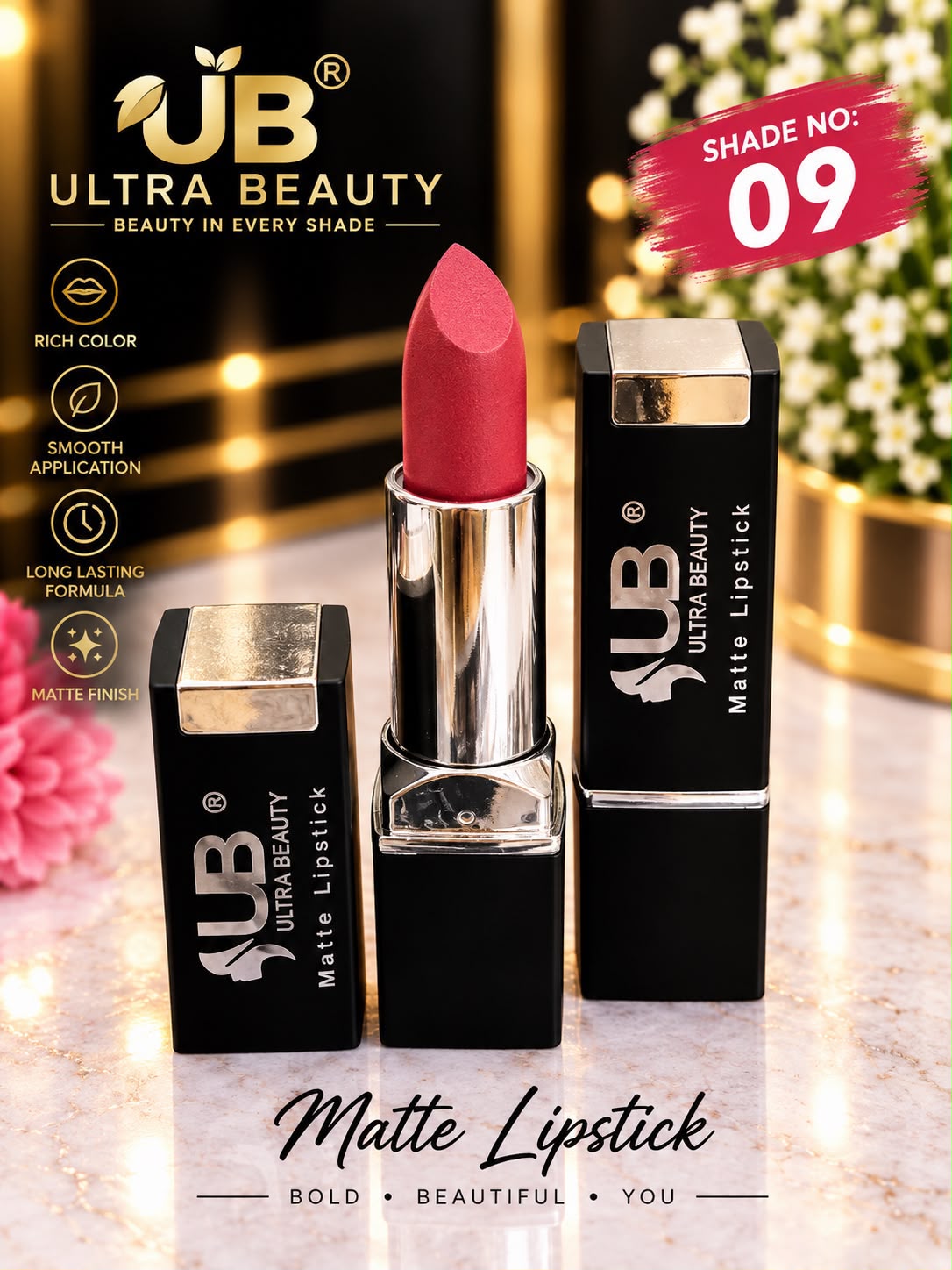 Ultra Beauty Matte Lipstick shade 09 — matte lipstick shade 09 online in Pakistan