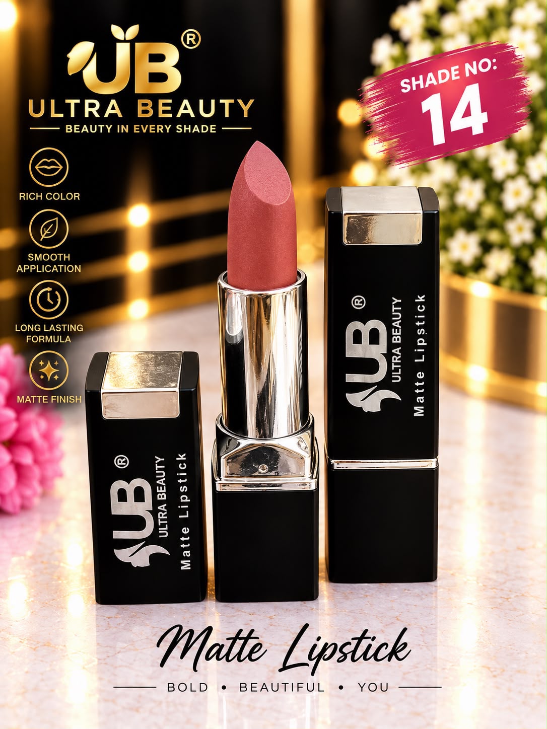 Ultra Beauty Matte Lipstick shade 14 — matte lipstick shade 14 online in Pakistan
