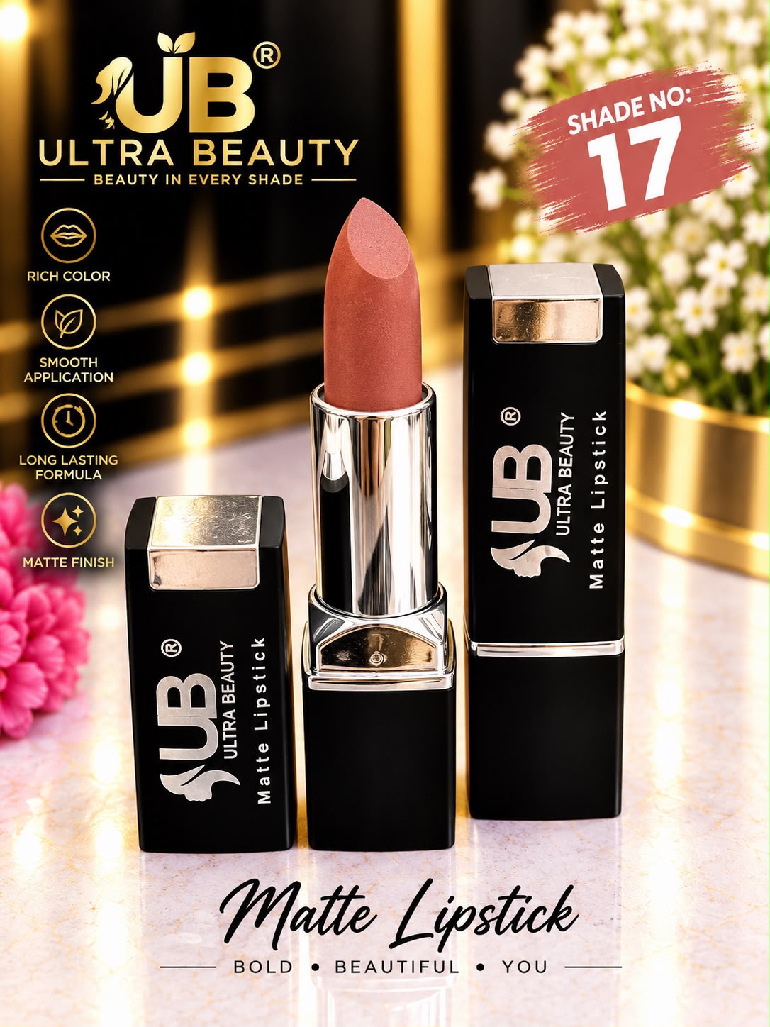 Ultra Beauty Matte Lipstick shade 17 — matte lipstick shade 17 online in Pakistan