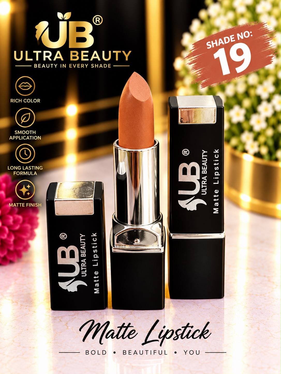 Ultra Beauty Matte Lipstick shade 19 — matte lipstick shade 19 online in Pakistan