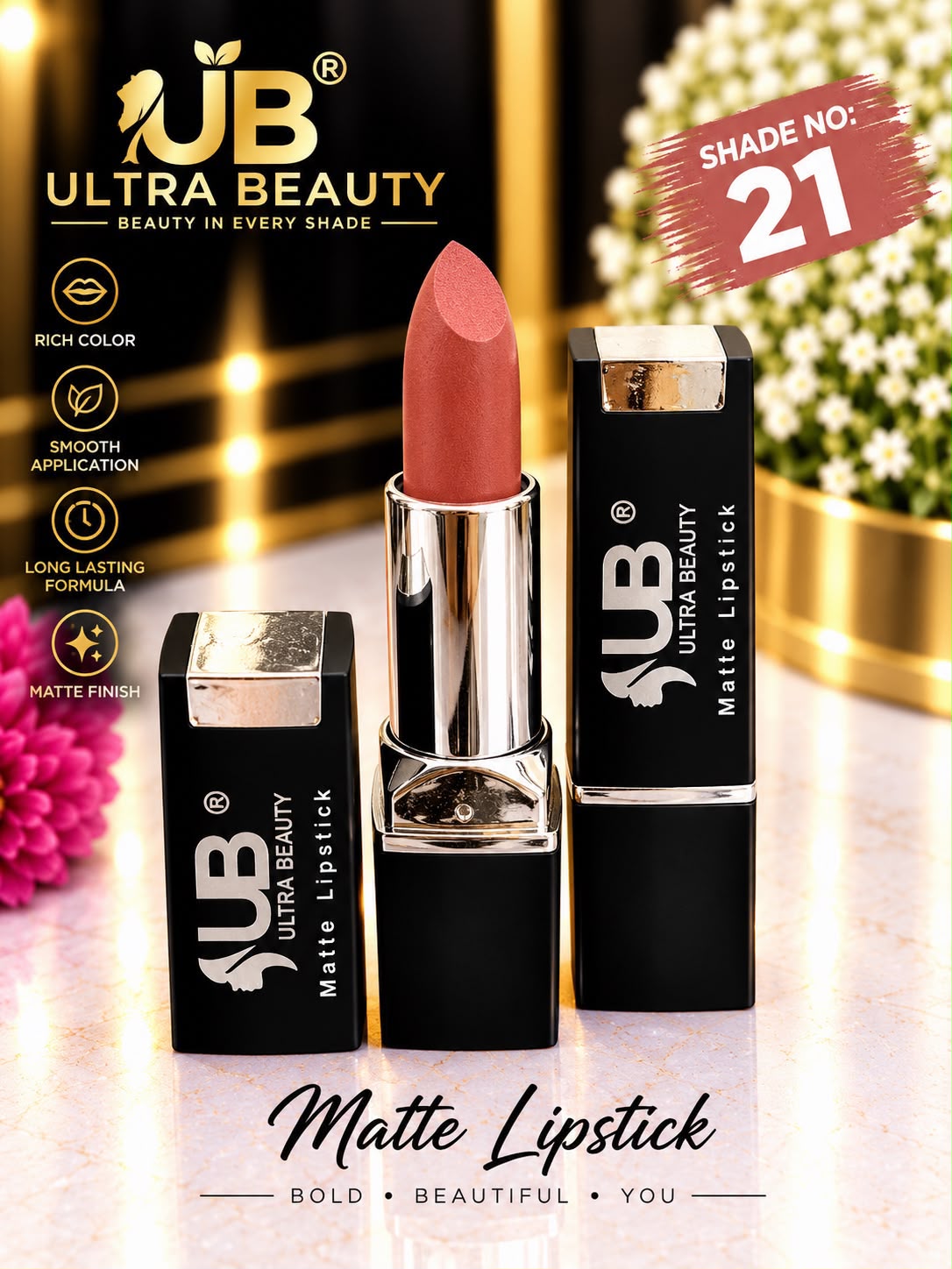 Ultra Beauty Matte Lipstick shade 21 — matte lipstick shade 21 online in Pakistan
