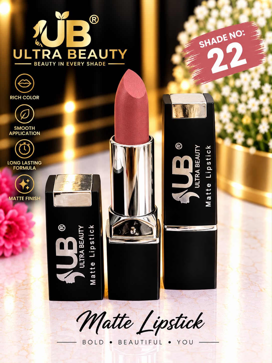 Ultra Beauty Matte Lipstick shade 22 — matte lipstick shade 22 online in Pakistan