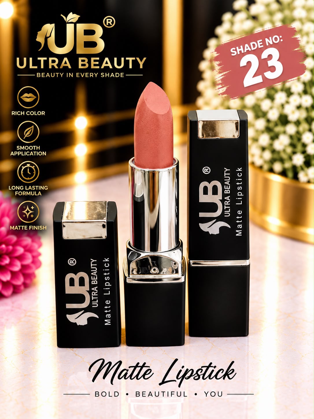 Ultra Beauty Matte Lipstick shade 23 — matte lipstick shade 23 online in Pakistan