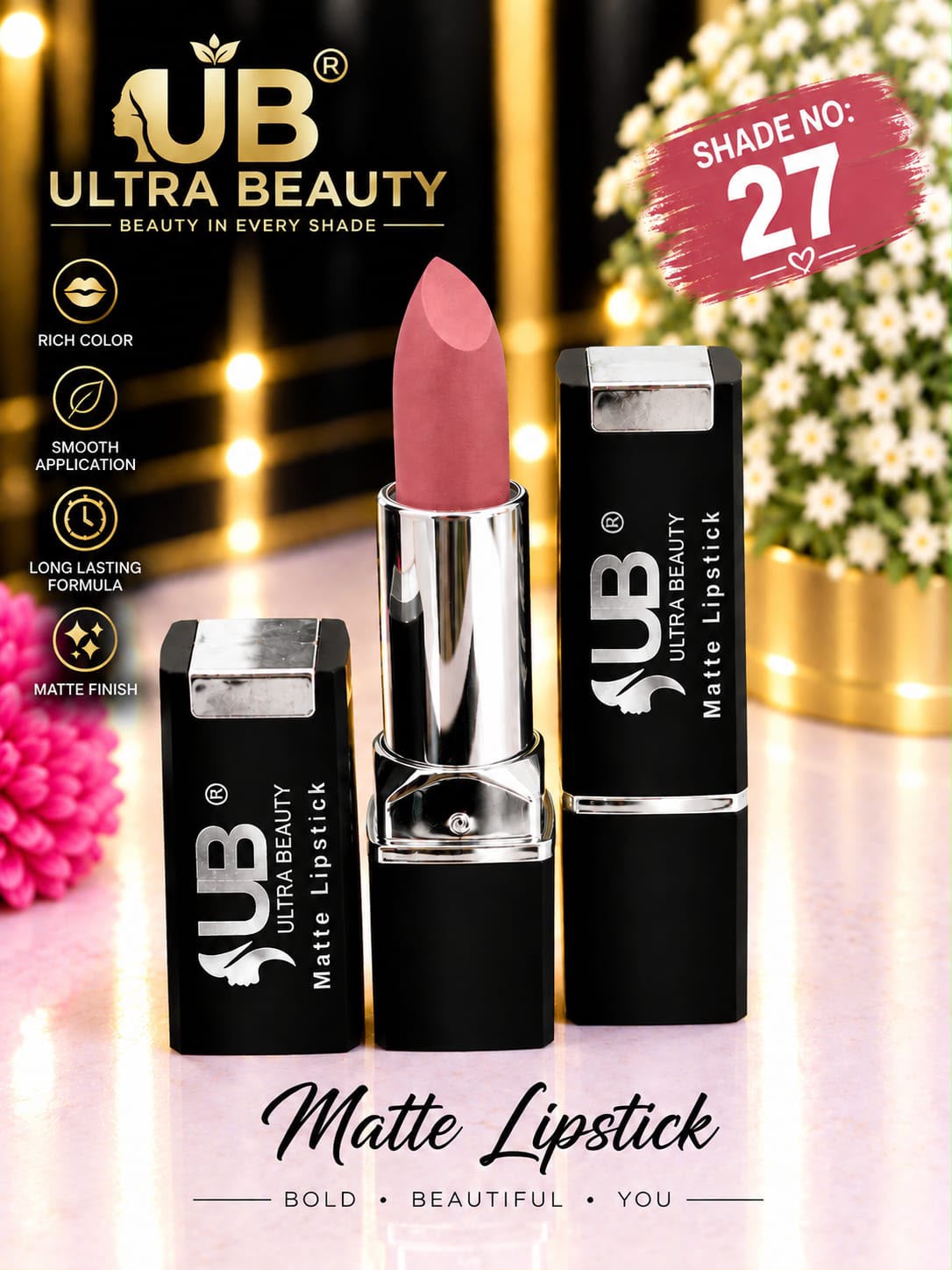 Ultra Beauty Matte Lipstick shade 27 — matte lipstick shade 27 online in Pakistan