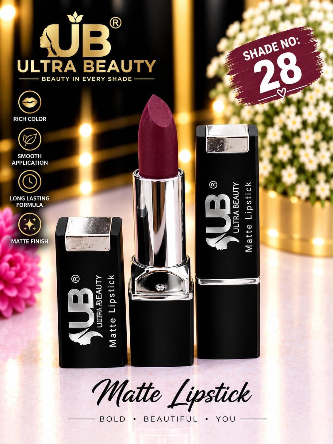 Ultra Beauty Matte Lipstick shade 28 — matte lipstick shade 28 online in Pakistan