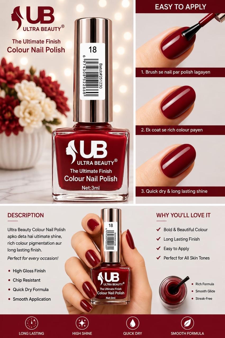 Ultra Beauty nail polish shade 18 — the ultimate finish colour nail polish online in Pakistan