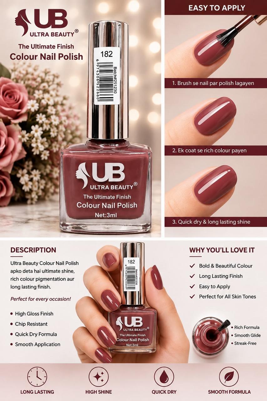 Ultra Beauty nail polish shade 182 — the ultimate finish colour nail polish online in Pakistan
